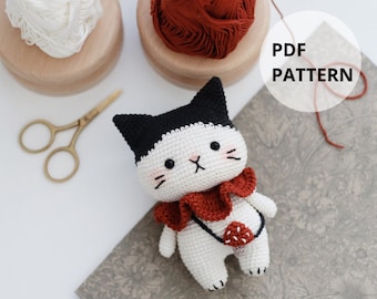 Mushroom Cat Crochet Pattern Digital - Instant DIY Amigurumi PDF, Cute Design