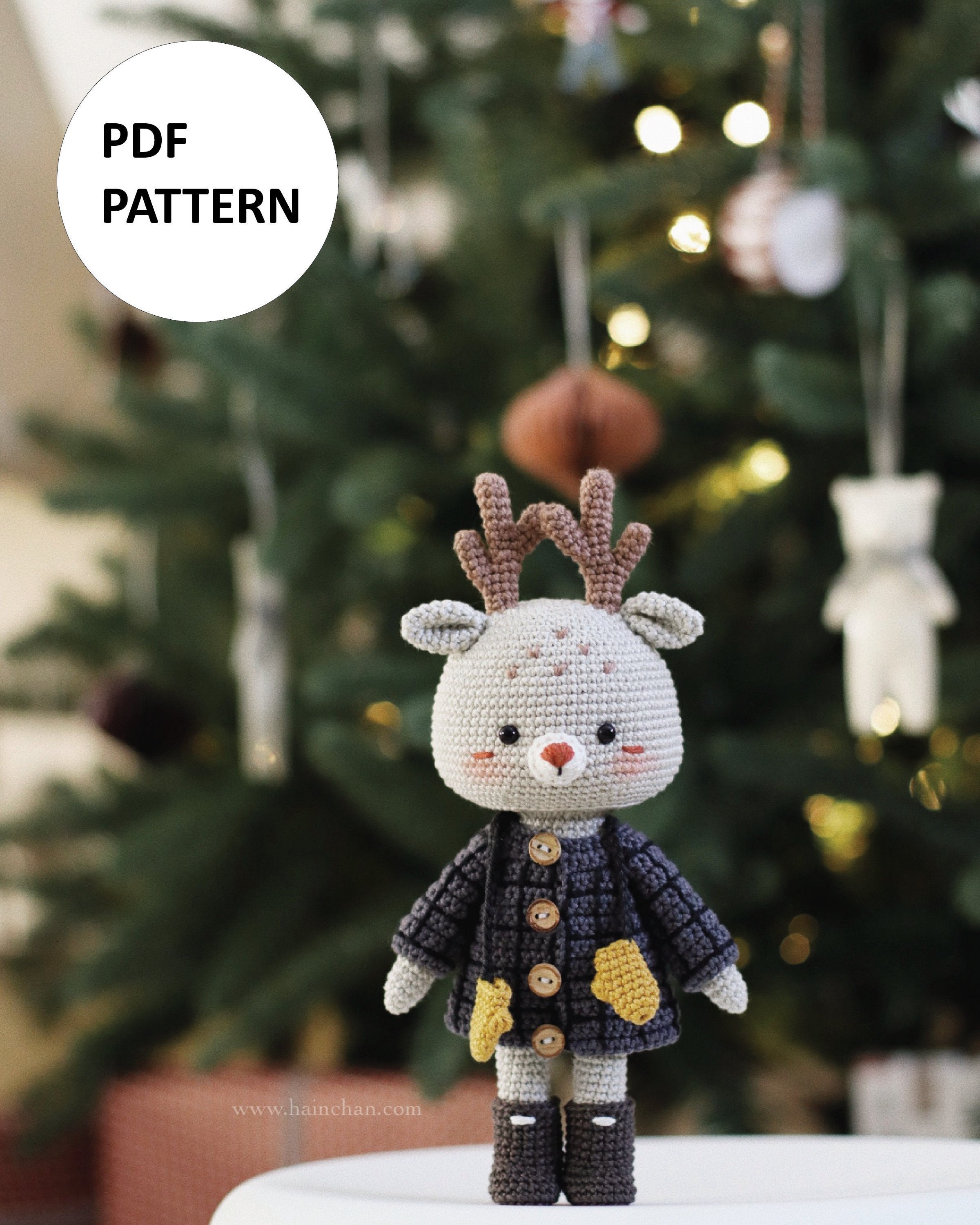 40 Reindeer Crochet Patterns: Add Homemade Warmth to Your Holiday Decor 21 Hainchan's Ellie the Little Reindeer Amigurumi Crochet