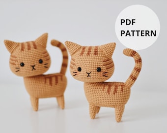 Patrón de Ganchillo Gato Atigrado PDF - Amigurumi DIY Fácil, Descarga Instantánea