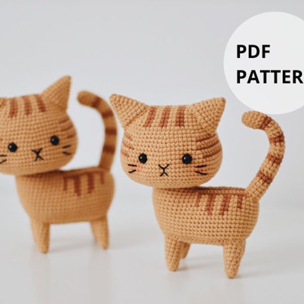 Tabby Cat Crochet Pattern PDF - Easy Amigurumi DIY, Instant Download