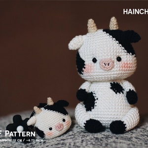 Cow Crochet Pattern Digital - Full Body & Keychain, Instant PDF, Amigurumi Bag Charm