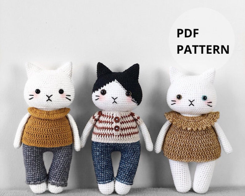 Adorable Oreo & Mochi the Cat Crochet Pattern by Hainchan image 1