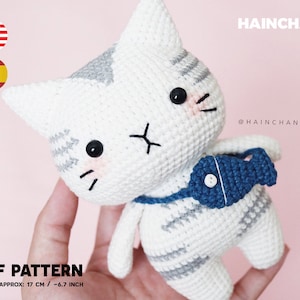 Silver Tabby Cat Crochet Pattern Digital - Instant Download, DIY Amigurumi PDF