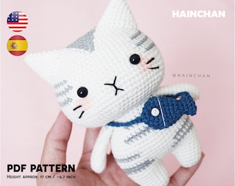 Silver Tabby Cat Crochet Pattern Digital - Instant Download, DIY Amigurumi PDF