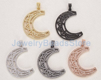 10 pcs Hollow  Glittery  Crescent moon  Half moon  Raw brass  Pendant  Charm  Jewellery making Jewellery supplies  Earrings making