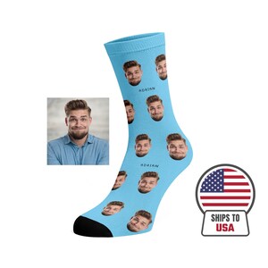 Custom Face Socks (with name) - Custom Photo Socks, Custom Socks, Personalize Socks, Custom Printed Socks, Fathers day gift, Personalized