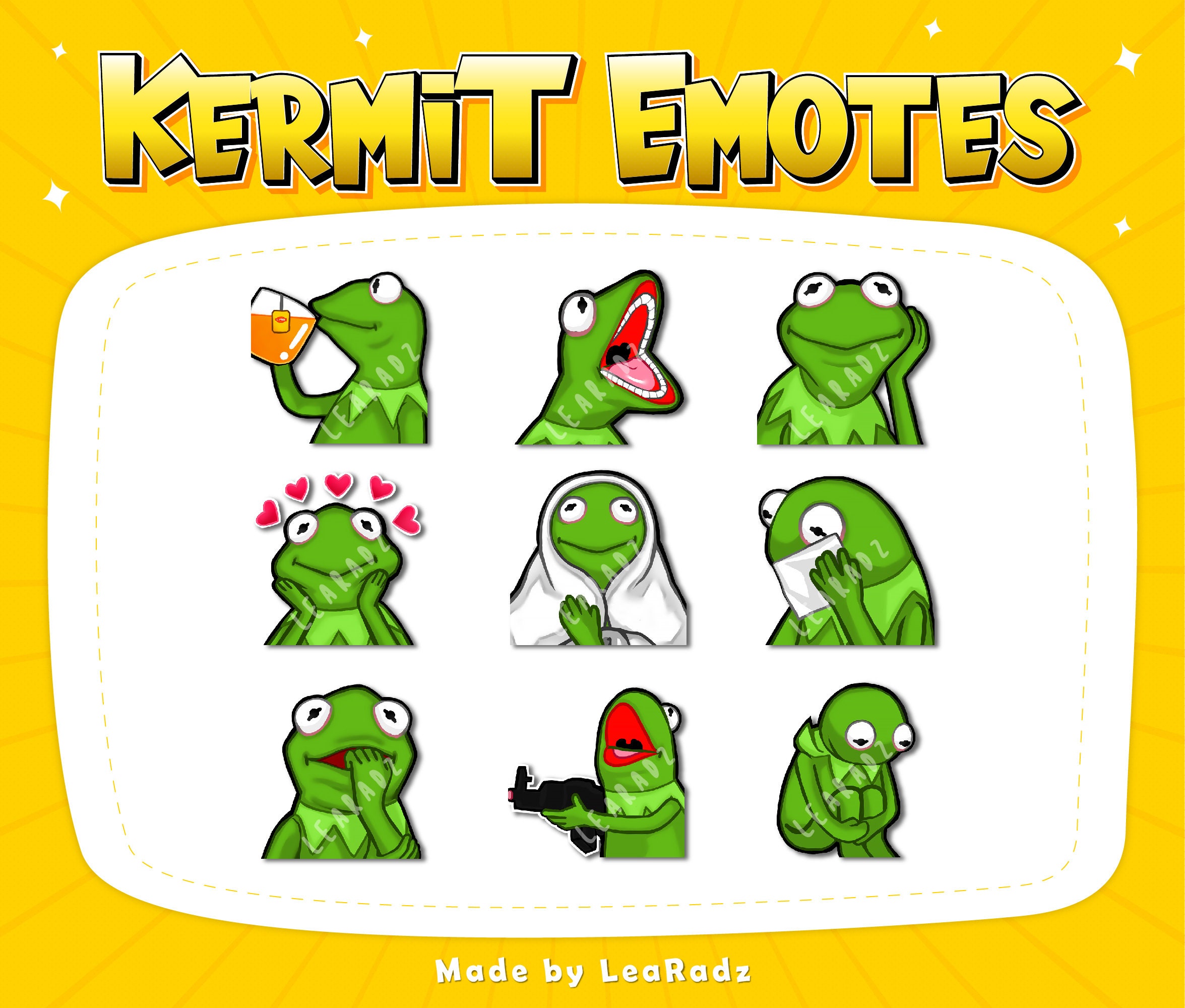 65 Pepega & Kermit Twitch Emotes Pack, Cute Frog Emotes, Pepe Memes Bundle,  Discord,  