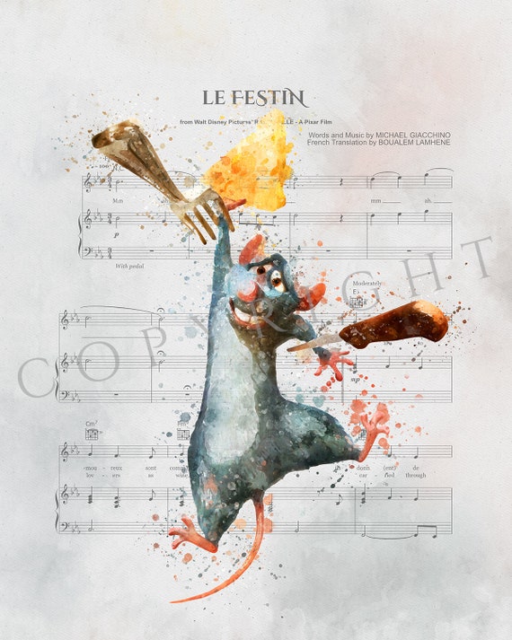 Ratatouille Print Ratatouille Music Sheet Print Disney Poster Etsy - le festin roblox id code