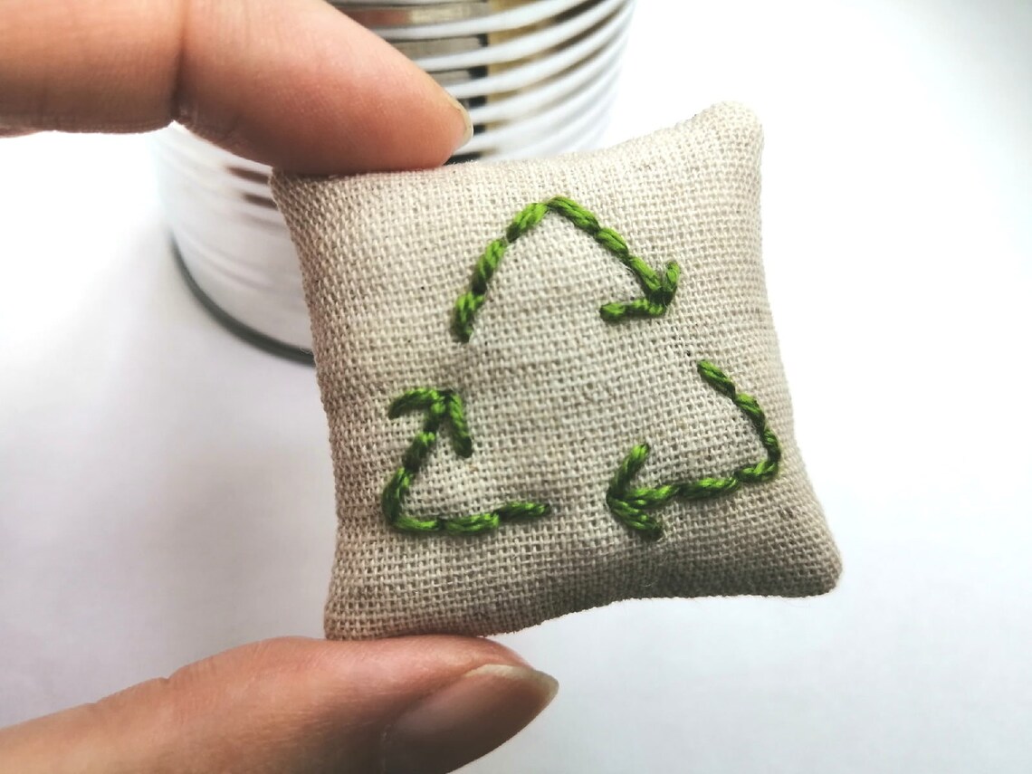 Zero waste embroidery brooch textile pin recycling sign  etsy Zero waste embroidery brooch textile pin recycling sign  etsy