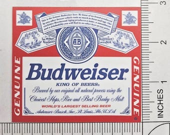 Budweiser Bud Beer Retro Logo Waterproof Vinyl Decal Sticker 3.25"x2.8"