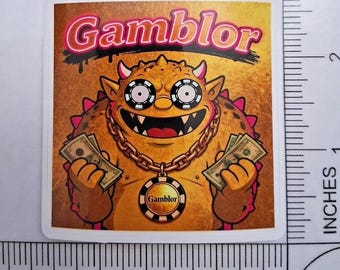 Simpsons Gamblor Gambling Betting Monster Glossy Vinyl Decal Sticker 2.5"x2.5" Homer Marge