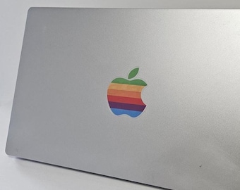 MacBook、iPad、iPhone用レトロレインボーAppleロゴステッカー