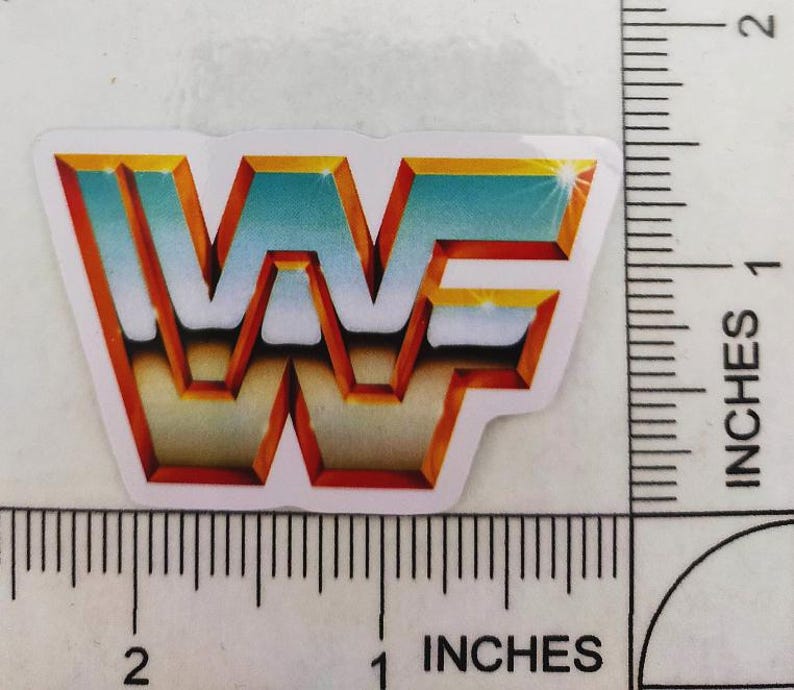 thumbnail image 2 of 80s Retro WWF WWE Wrestling Waterproof Glossy Logo Decal Sticker – 2.5x1.5 Inches 2 of 6