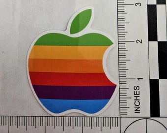 TRANSPARENT Apple Macintosh Mac Rainbow Logo Retro 80s 90s Glossy Decal Sticker 3"x2.5" MacBook Pro Logo