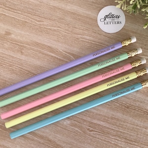 Personalised Engraved Pencils, Custom Quote Set of 5 Pastel Colours, Teachers Gifts, Mother's Day, Christmas, Stocking Stuffer, Stationery