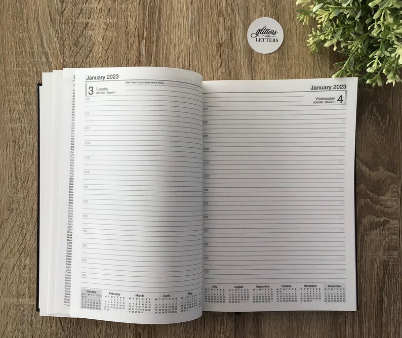 Personalized 2023 Diary/planner A5 Black Day to Page Teachers Etsy