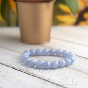 Blue Lace Agate Bracelet | AAA genuine blue lace agate | gift for her | beaded gemstone bracelet | soothing blue gemstone jewelry 10mm
