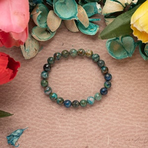 Natural Chrysocolla round beaded Bracelet 8 mm for Healing Jewelry good for yoga and meditation
