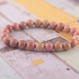 Natural Rhodonite Bracelet, Heart Chakra Energy Healing stretch beaded Bracelet, Crystal Healing Bracelet emotional balancer 8mm