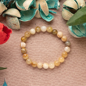 Yellow Opal Bracelet 8 mm, Natural Gemstone Bracelet, Unisex Bracelet, Beaded Bracelet, Handmade Bracelet