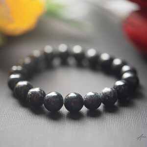 Natural Astrophyllite Stretch Bracelet 10 mm as call Marriage Stone for Unisex
