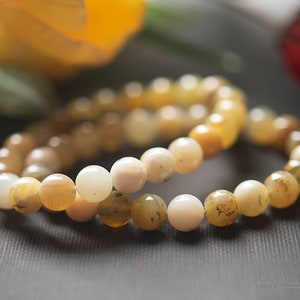 Yellow Opal charm Bracelet 8 mm, Natural Gemstone Bracelet, Unisex Bracelet, Beaded Bracelet, Handmade Bracelet