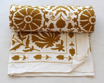Wall Hanging Suzani,Silk Embroidery,Cotton Fabric,Needlework Suzani,Bedspread Bedding,Table Clothes 7/'0 feet x4/'4 feet No:649 Free Shipping