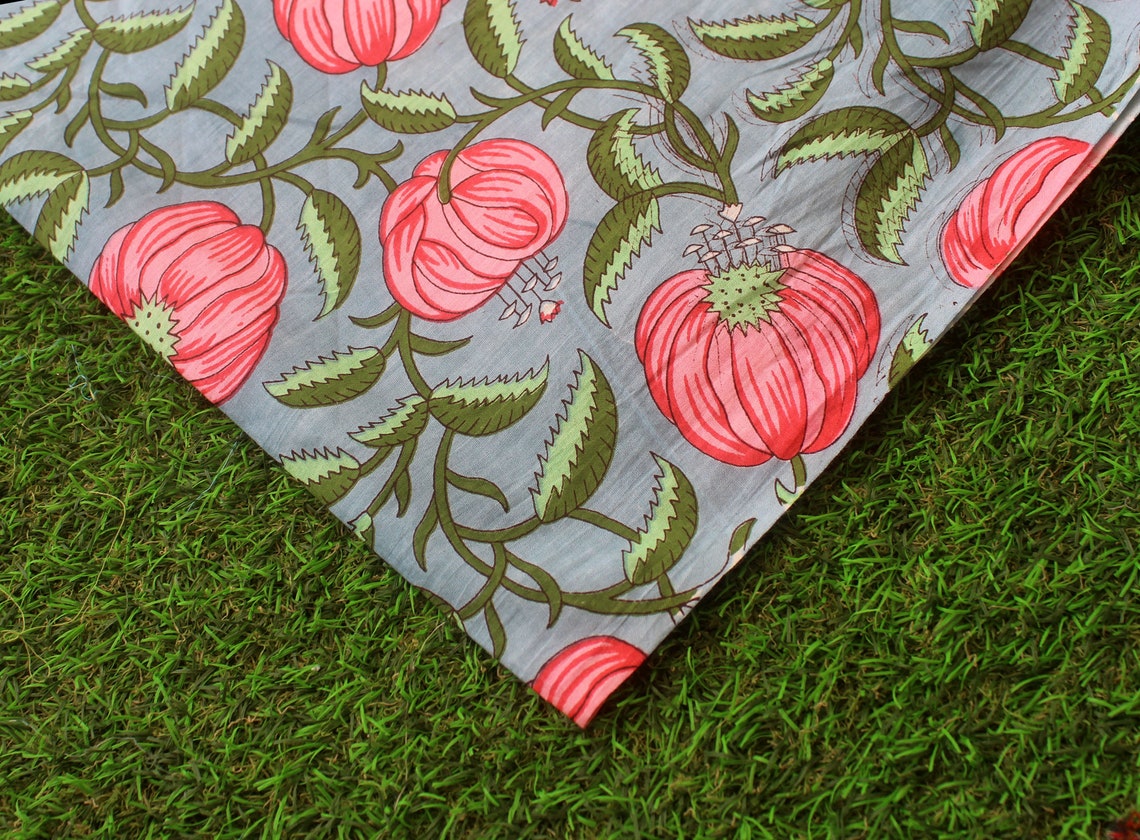 Hand Stamped Light Weight Fabric Soft Cotton Fabric Women Etsy