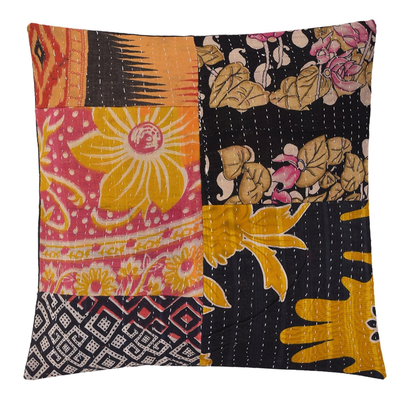 Set of 5 Pillow Vintage Kantha Pillow Covers Indian Bohemian Etsy