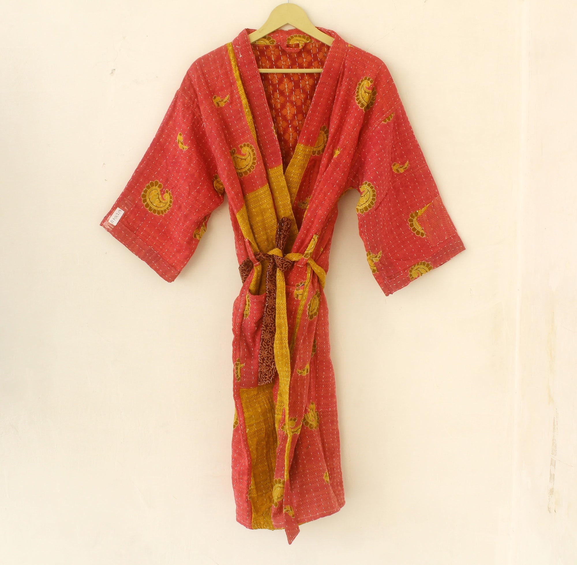 Handmade Fabric Long Cotton Robe Japanese Kimono Bathrobe Etsy