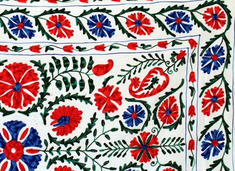 Hand Embroidered Suzani Wall Hanging Uzbek Suzani Throw Suzani Etsy