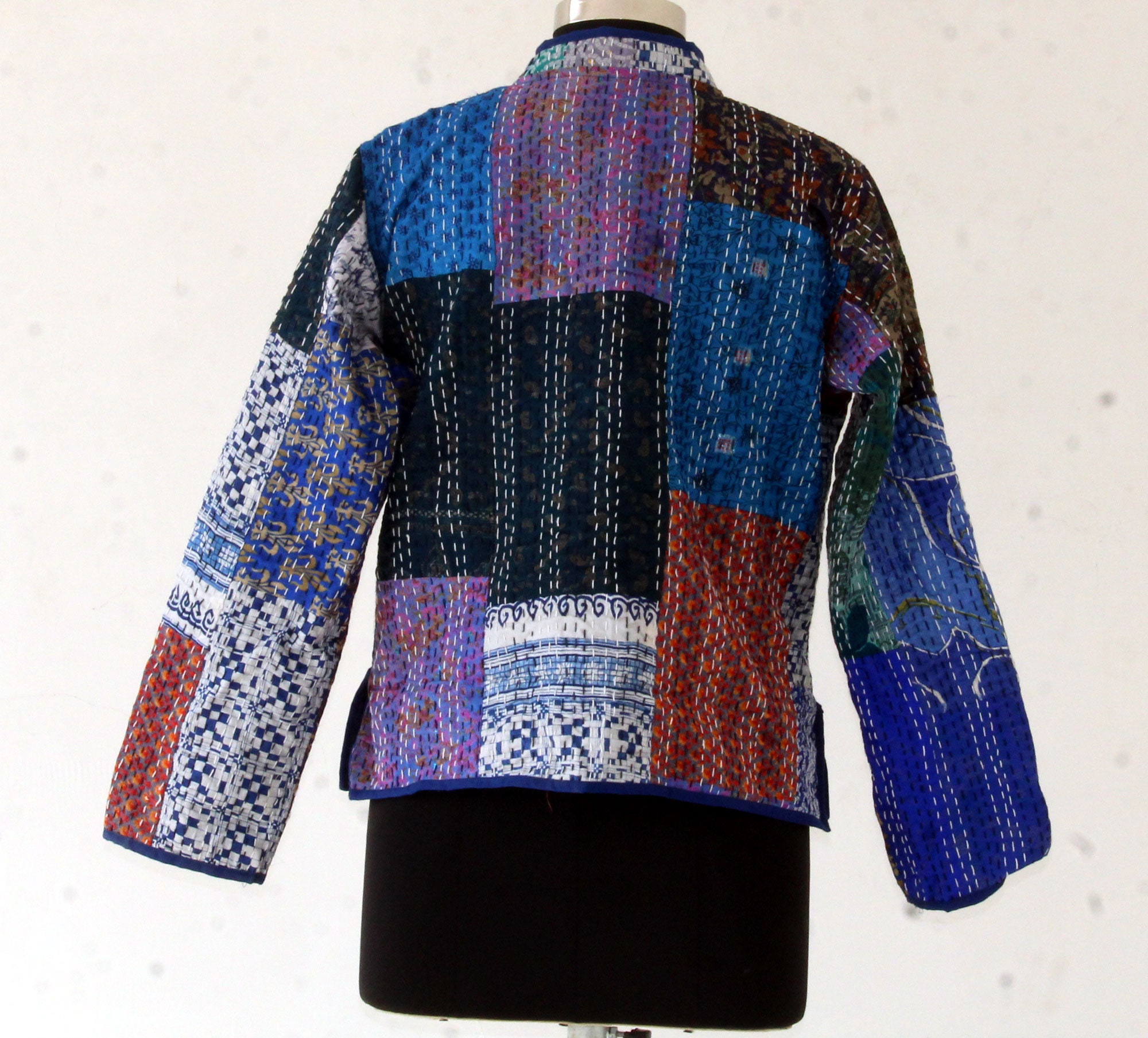 Silk Patchwork Kantha Jacket Hand Stitched Kantha Coat | Etsy