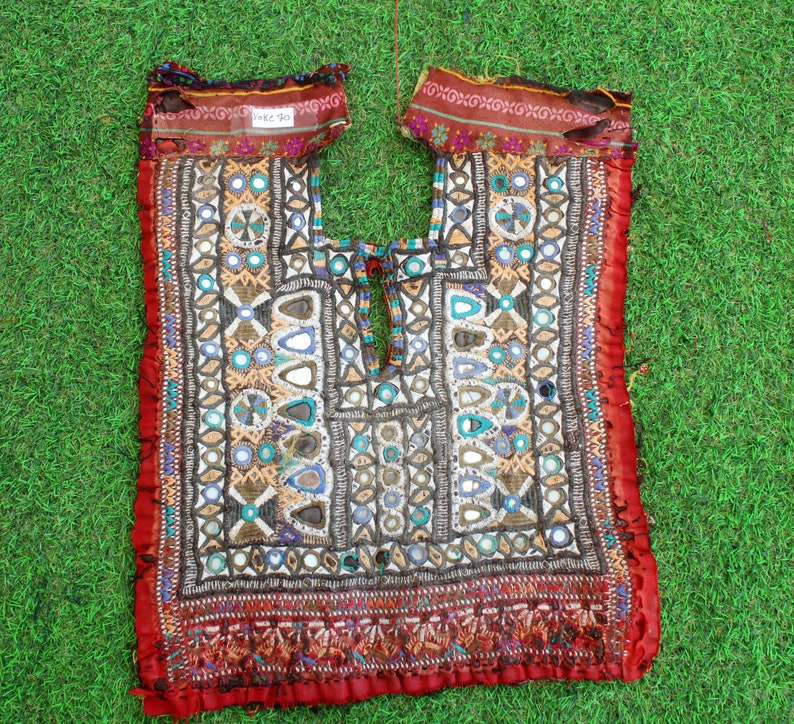 Rajasthani Patches Embroidery Yoke Ethnic Neck Yoke, Mirror Patch Rabari Patches Mirror Embroidery 70 Afghani Patch