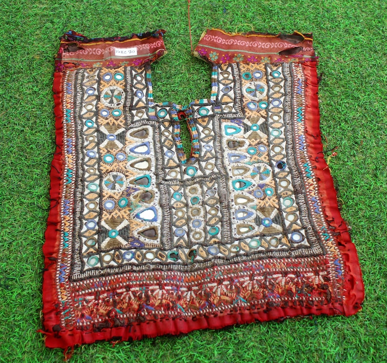 Rajasthani Patches Embroidery Yoke Ethnic Neck Yoke, Mirror Patch Rabari Patches Mirror Embroidery 70 Afghani Patch