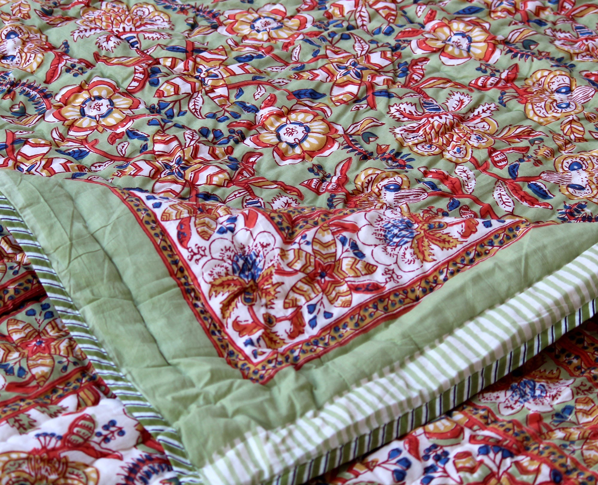 Jaipuri Razai Block Print Quilt Winter Quilt Block Printed Etsy