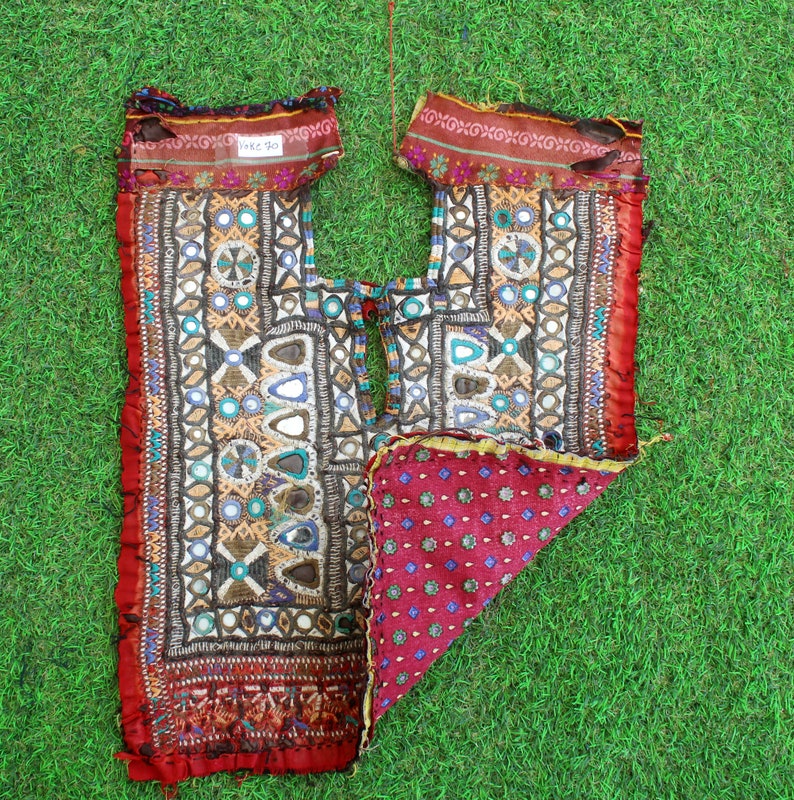 Rajasthani Patches Embroidery Yoke Ethnic Neck Yoke, Mirror Patch Rabari Patches Mirror Embroidery 70 Afghani Patch