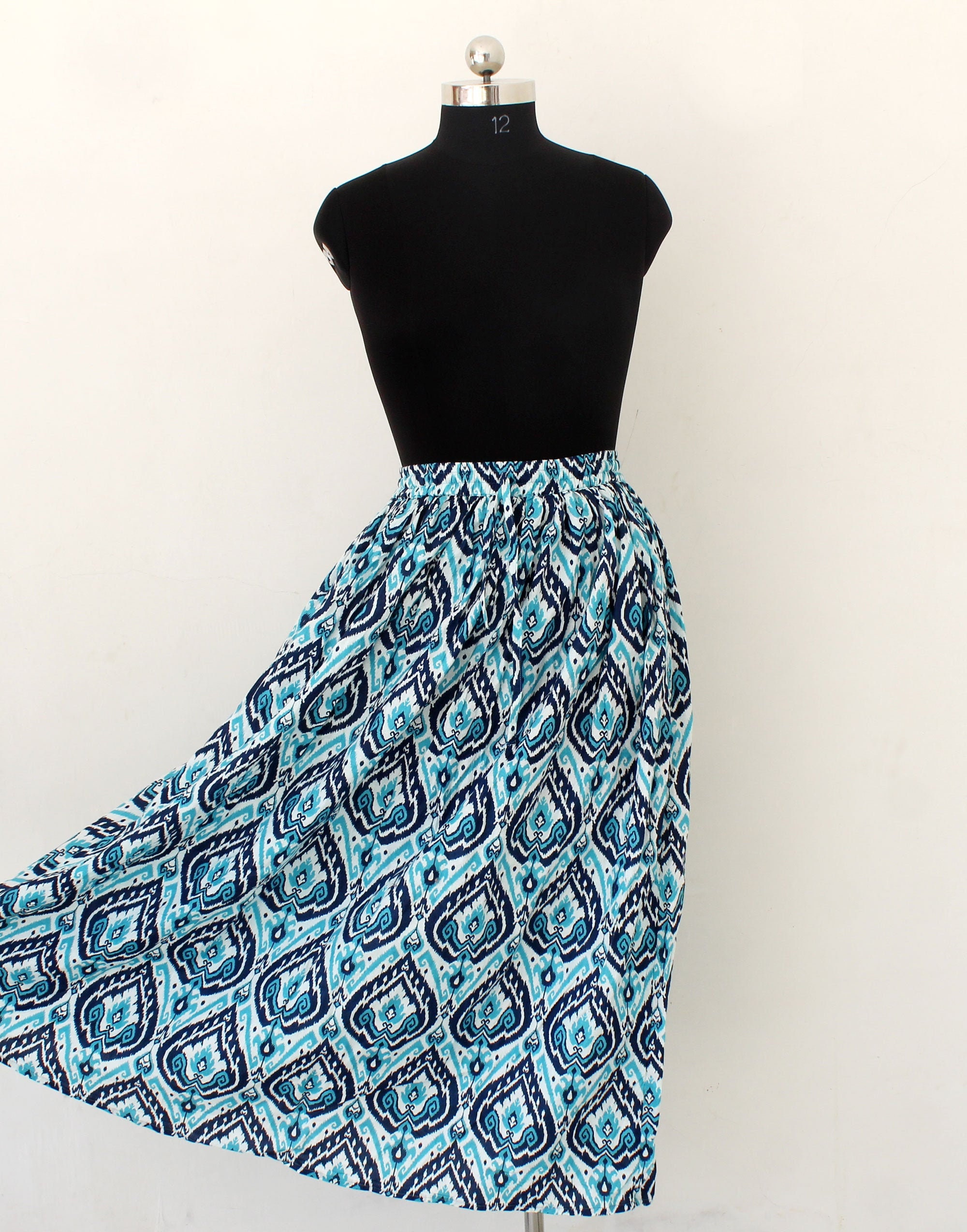 Ikat Printed Skirt Indian Cotton Skirt Screen Printed Long Etsy