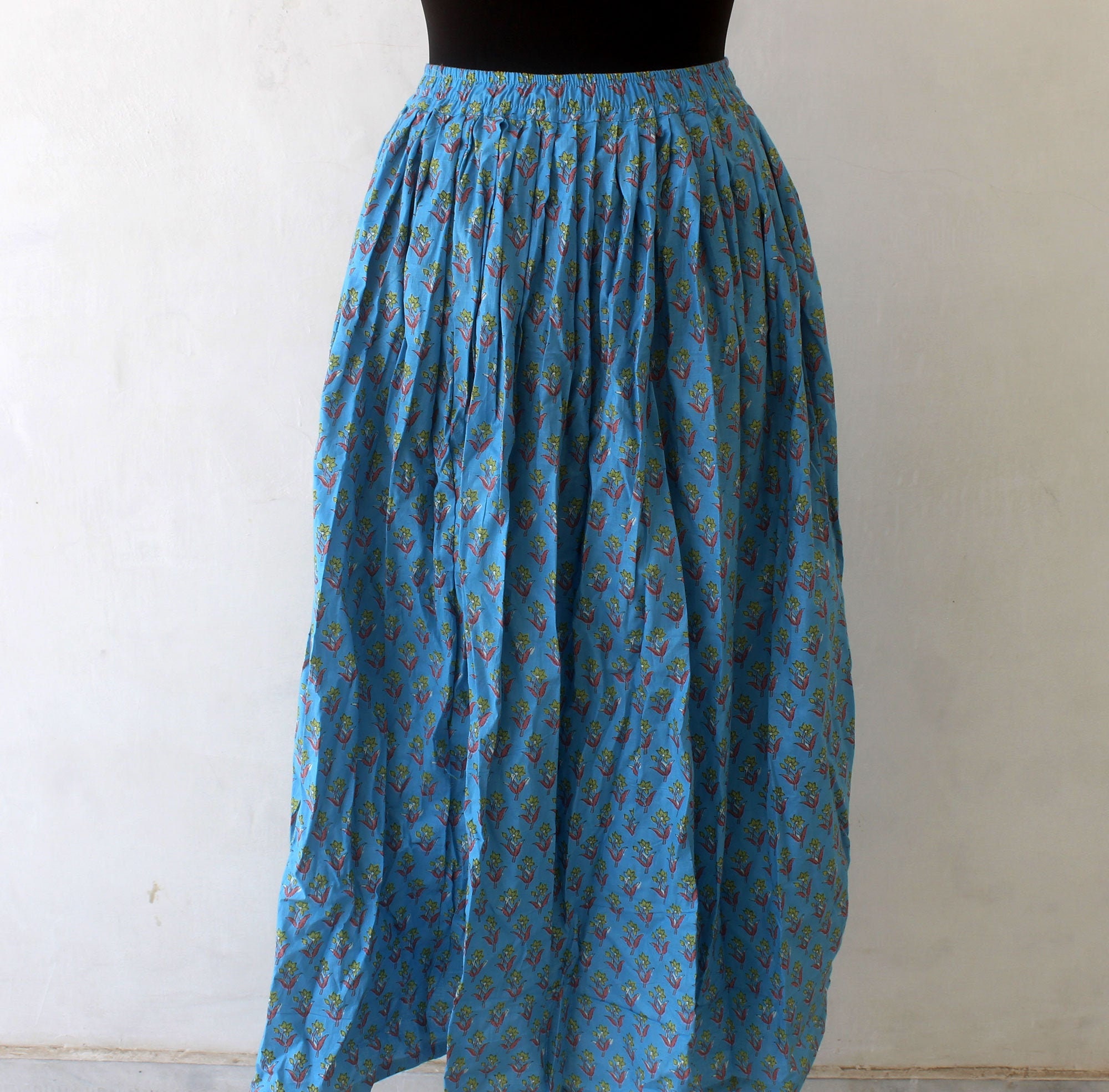 Elastic Waist Skirt Long Skirt Summer Cotton Skirt High | Etsy