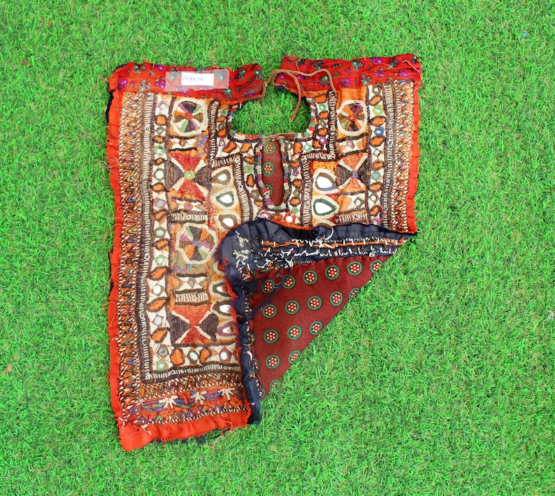 14 Embroidery Yoke Rabari Patches Mirror Embroidery Ethnic Neck Yoke, Banjara Yoke Patch Mirror Patch