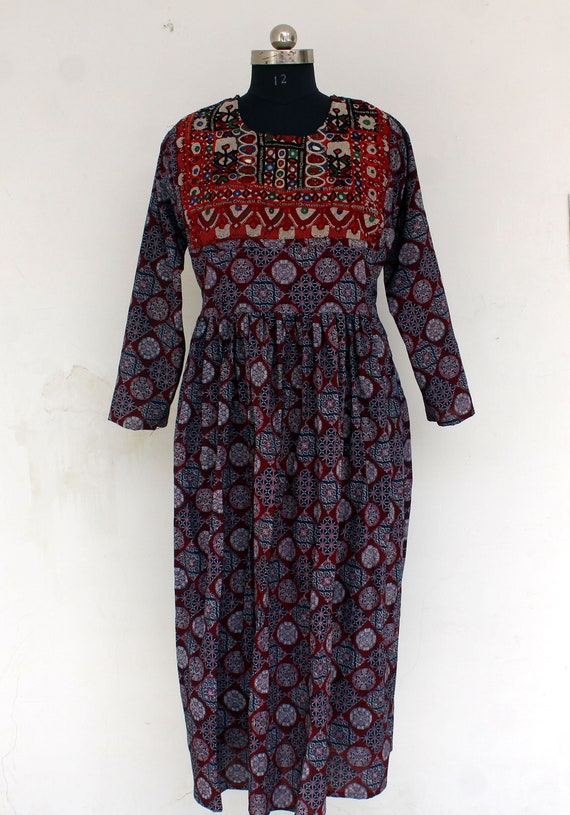 Women's Indigo Dress Hand Embroidered Banjara Top Hippie | Etsy