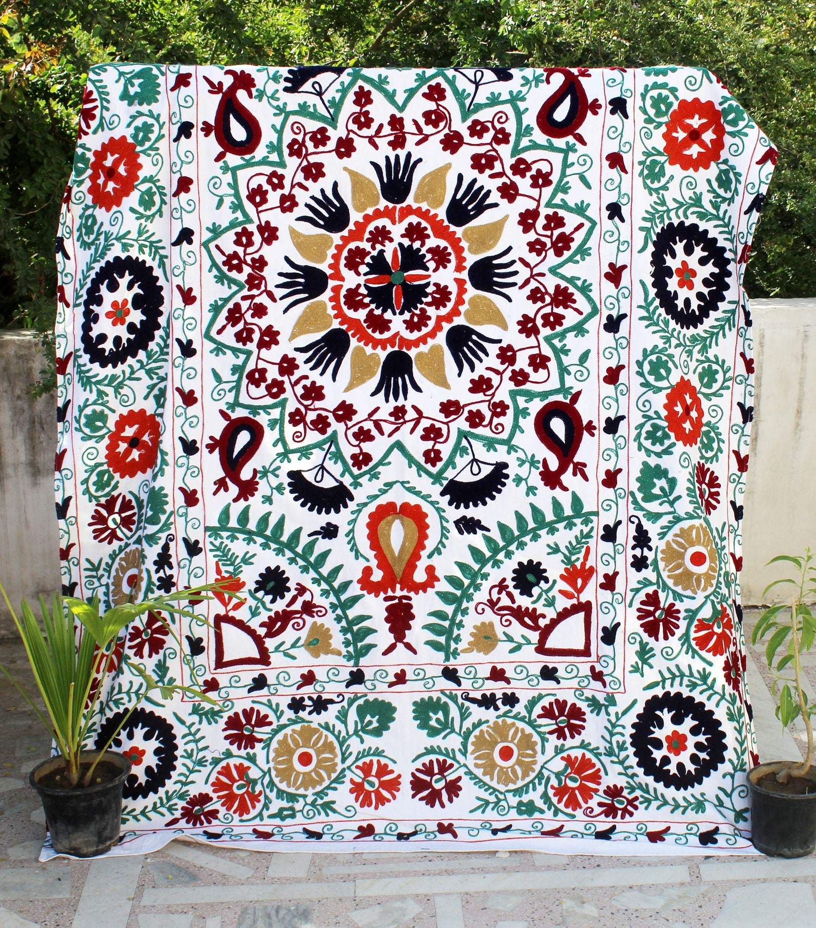 Suzani Embroidery Suzani Fabric Suzani Wall Hanging Etsy