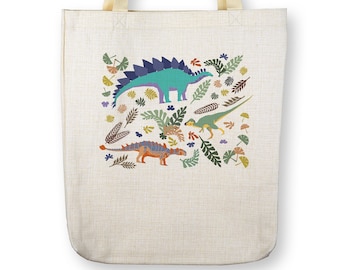 Dinosaurs and Flora Tote Bag