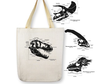 Dinosaur Skull Tote Bags (Pick Your Dino!)