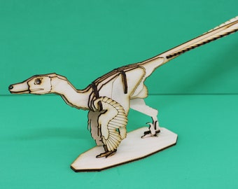 Velociraptor Wood Puzzle Model
