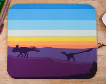 Fighting Dinosaurs Scene Mousepad