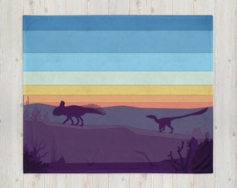 Fighting Dinosaur Scene Throw Blanket