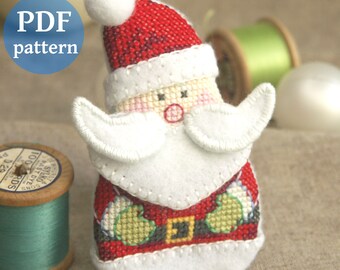 Jolly Santa (Father Christmas) - Christmas Tree Decoration - Cross-stitch pattern - Instant PDF Download