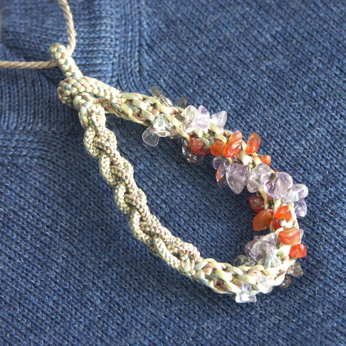 Red Jade – Botanically Dyed Silk Thread Necklace / Woven Silk Necklace ...