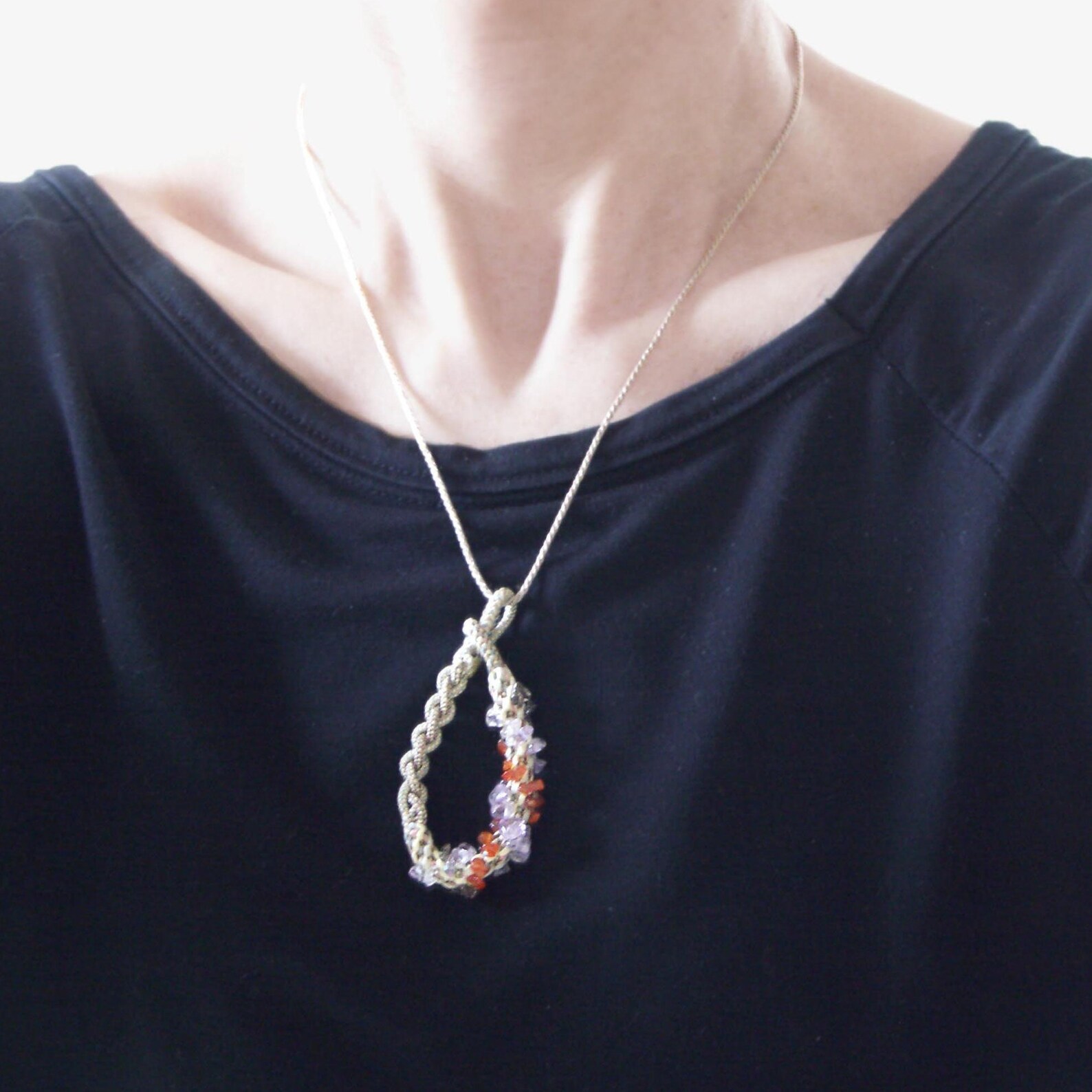 Red Jade – Botanically Dyed Silk Thread Necklace / Woven Silk Necklace ...