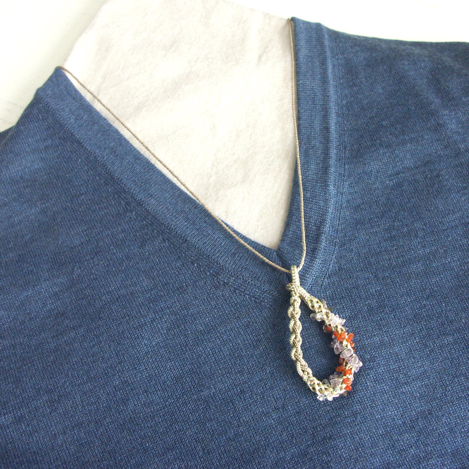 Red Jade – Botanically Dyed Silk Thread Necklace / Woven Silk Necklace ...